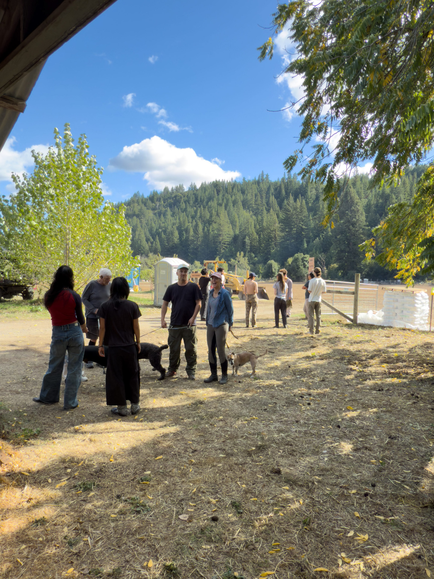 Group walking tour through festival grounds