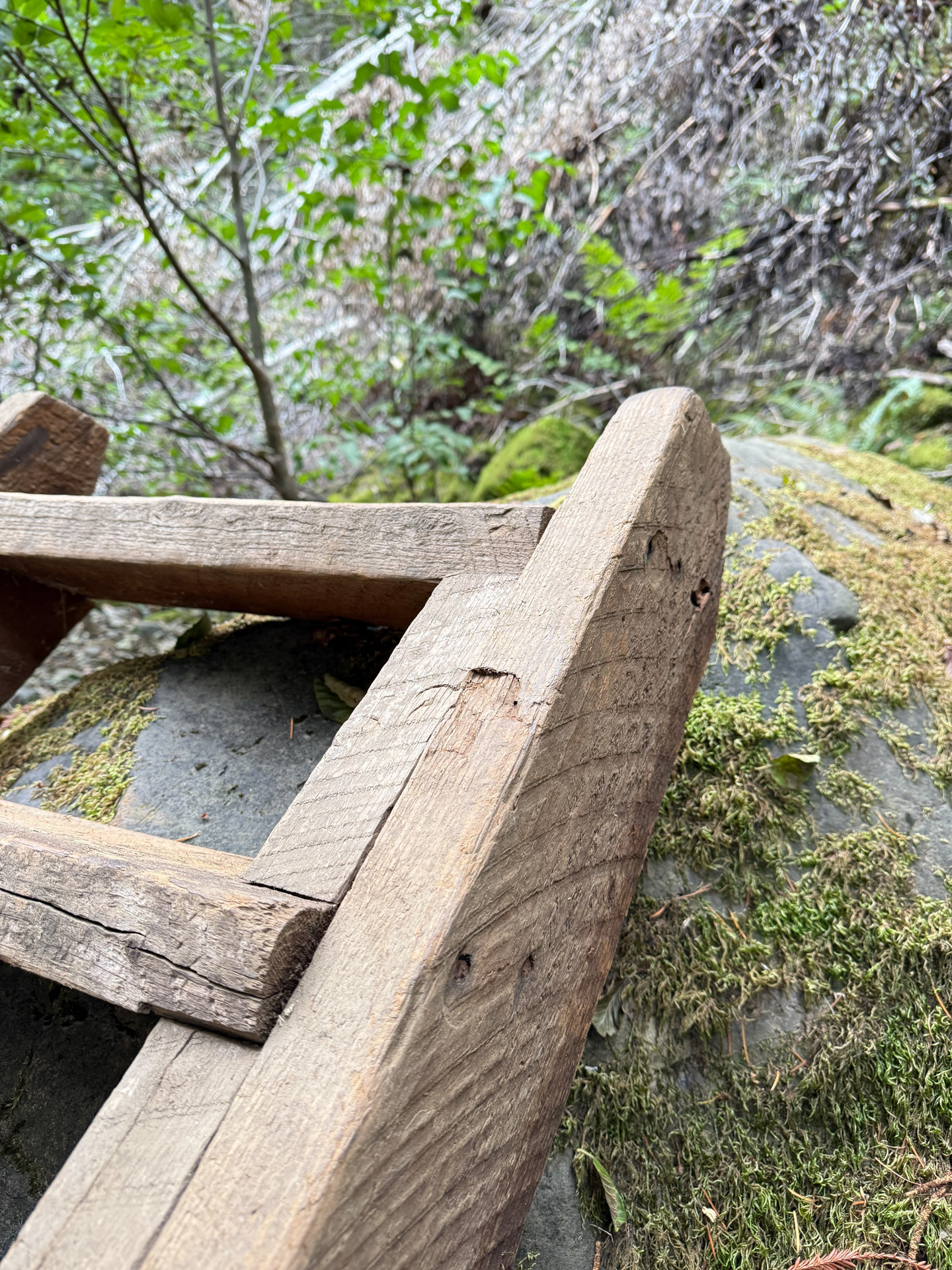 Close-up of wooden ladder sculpture
